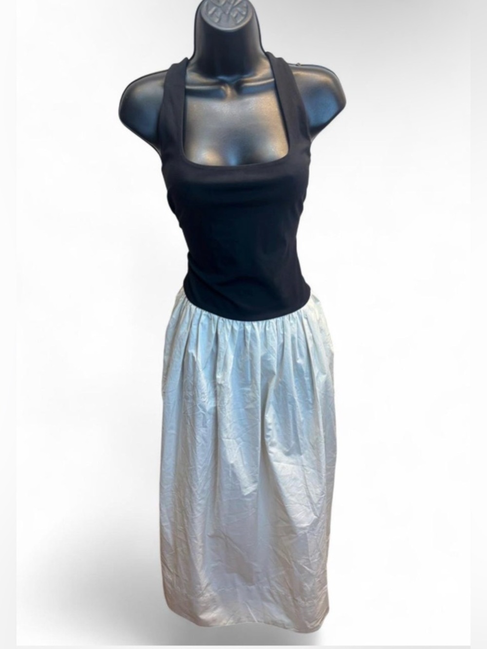 Banana Republic black and silver metallic midi dress